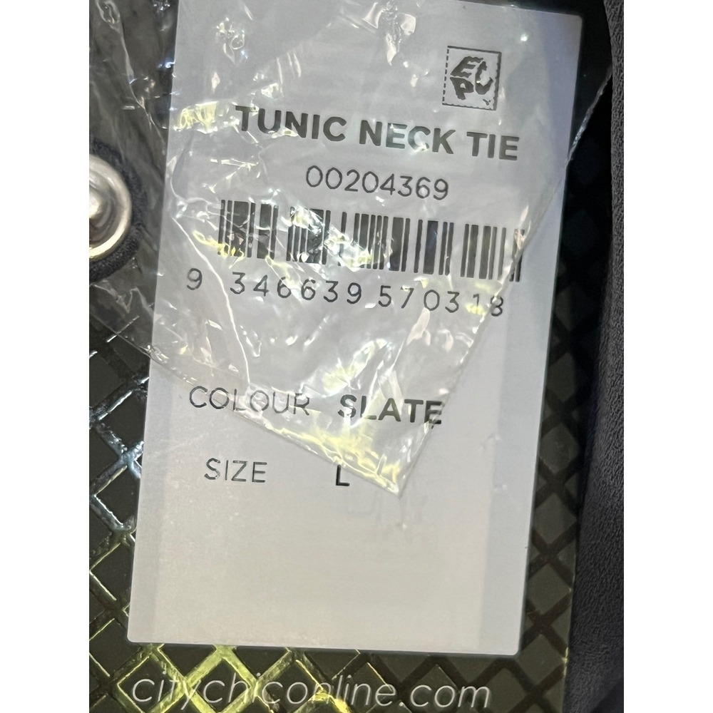 NWT City Chic Tunic Neck Tie Dress Slate Grey Long Sleeve Bow Neck 00204369 L 20 - Picture 4 of 6